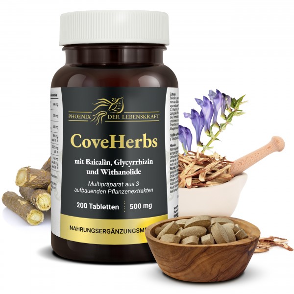 CoveHerbs Tabletten - mit Baicalin, Glycyrrhizin und Ashwagandha-Extrakt